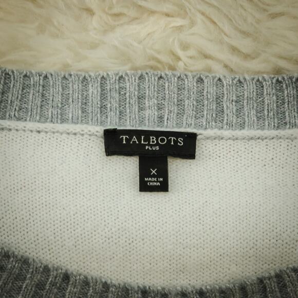 Talbots Plus Size 0X Rainbow Stripe Print Crew Neck Cotton Pullover Sweater - Picture 3 of 5